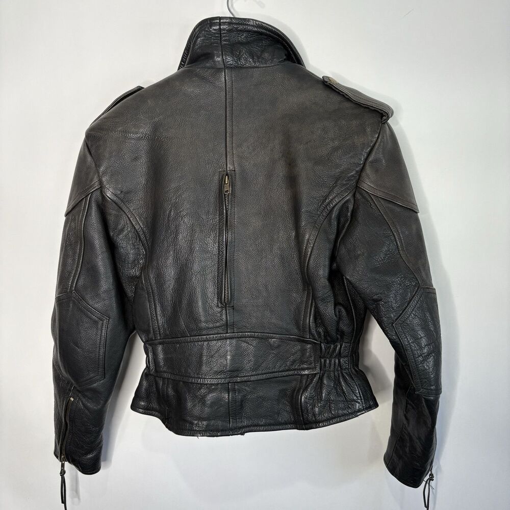 Vintage Hudson Leather Motorcycle Jacket Fitted Asymmetrical Women Size Small - Picture 10 of 12